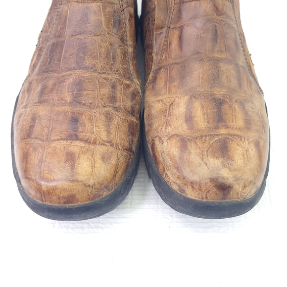 Roper Loafers Mens Size 10 Brown Leather Slip On Dress Shoes Croc Print Comfort - Picture 3 of 9